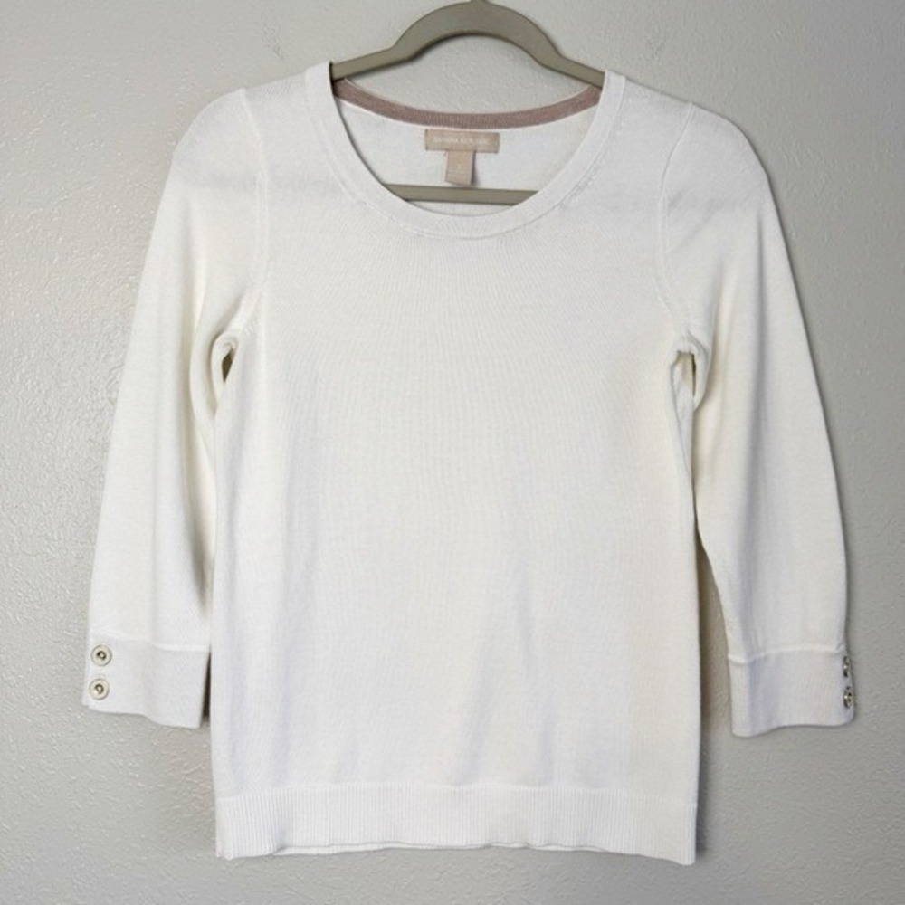Banana Republic off‎ white lightweight sweater 3/4 sleeves S
